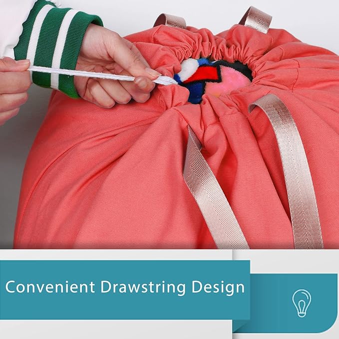 LOLOMLO Extra Large Canvas Laundry Bags with Handles & Drawstring Closure, Heavy Duty Tears Resistant Clothes Storage Travel Bags,25.5"x34",Red