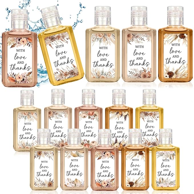 50 Pcs Bohemia Mini Hand Sanitizer Bulk Thank You Gift Favors Small Hand Sanitizer for Guest 1fl oz Travel Size Hand Soap Gift for Wedding and Baby Shower Supplies
