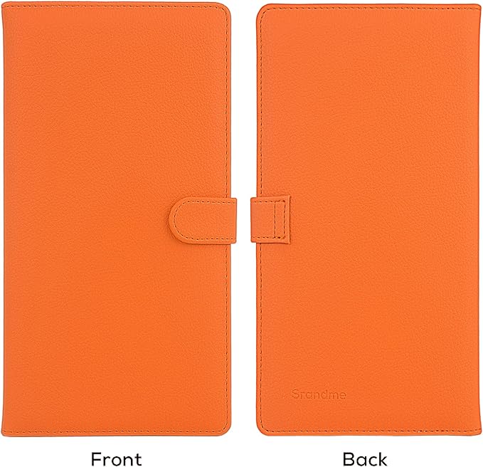 Car Registration and Insurance Holder, Leather Magnetic Shut Vehicle Glove Box Organizer for Document, Card, Driver License, Orange