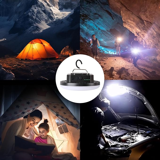 10000mAh Rechargeable Tent Light 3 Lighting Modes, 4000LM LED Portable Camping Lantern, IPX5 Waterproof, 30W Hanging Tent Light with Magnet, for Emergency & Gift