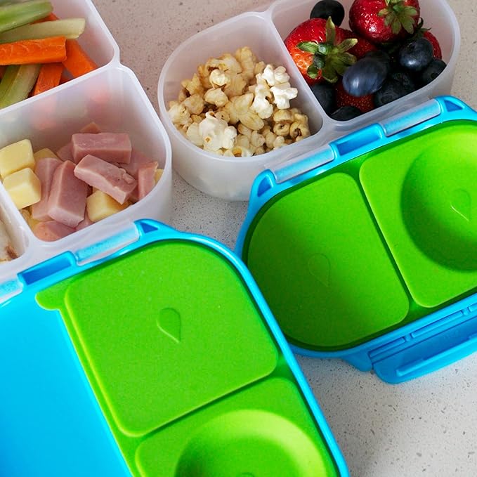 b.box Snack Box - Leakproof Mini Bento Box for Kids & Toddlers, 2 Compartment Snack Containers for Kids, Lunch Containers, Dishwasher Safe, BPA Free, PFAS Free, Ages 4m+, 1 3/4 Cup - Blue Slate