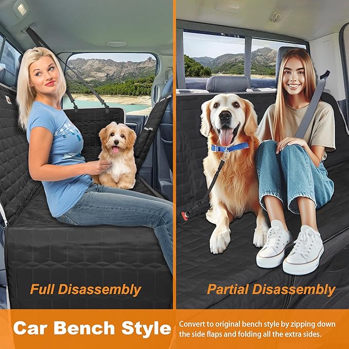 Dog Car Seat Cover for Back Seat, Dog Hammock for Trucks,Waterproof Seat Cover for Trucks with Mesh Window,Backseat Cover for Dogs in Car for F150/RAM1500/Sierra/Silverado