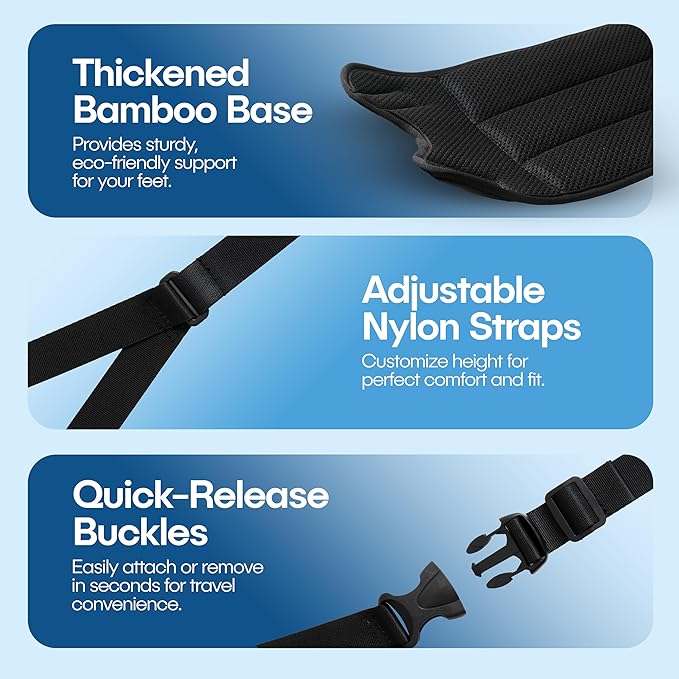 No-Collapse Airplane Foot Hammock, Foot Hammock for Plane Travel, Thickened Bamboo Airplane Footrest, Adjustable Footrest for Office Desk, Long Flight