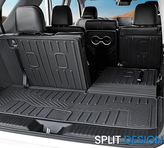 JOULARISE Floor Mats Cargo Mat for Honda Pilot 2026 2025 2024 2023, All Weather TPE Cargo Liner Trunk Mat with Backrest Mat Door Sill Protectors Car Accessories for Pilot (Full Set Mats)