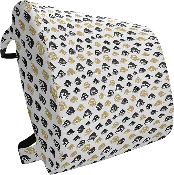Ambesonne Trippy Lumbar Back Support Pillow, Woman Eyes with Eyelash Unusual Style Fashion Modern Design Print Graphic, High Density Foam for Office Chairs Car Seats, 14" x 13", Yellow Black