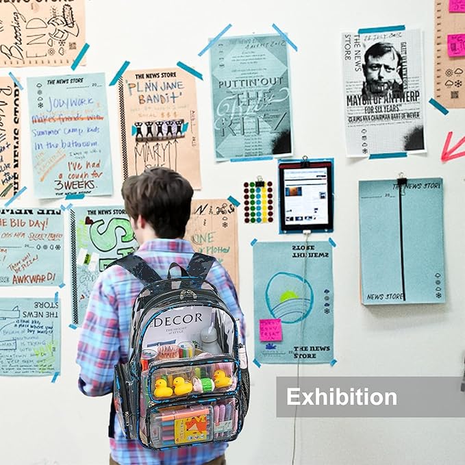 CAMTOP Clear Backpack Heavy Duty Transparent Bag See Through BookBag for Student School Work Festival Sport Travel (Y-Graffiti)