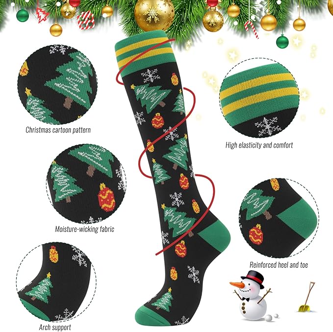 fenglaoda Compression Socks for Women Men 3 Pairs Graduated Compression Support Circulation Socks for Nurses