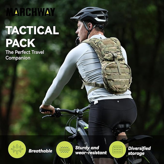 MARCHWAY Tactical Molle Hydration Pack Backpack with 3L TPU Water Bladder, Military Daypack for Cycling, Hiking, Running, Climbing, Hunting, Biking