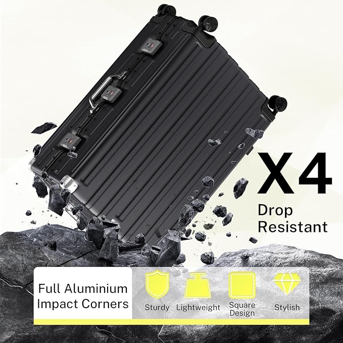 Krute Luggage Set 2 Pieces 20 28 Inch Aluminum Frame Carry on Luggages TSA Lock No Zipper Checked Suitcase with Spinner Wheels Lightweight PC Shell Hardside Suitcases