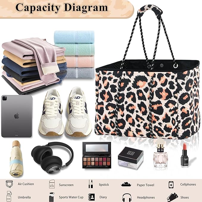 QOGiR Neoprene Multipurpose Beach Bag Tote with Inner Zipper Pocket … … … …