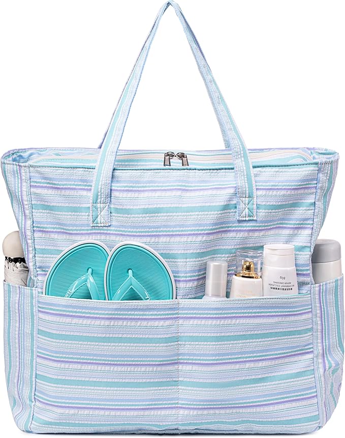 Bluboon Waterproof Beach Tote Pool Bags for Women Ladies Extra Large Carry On Bag With Wet Compartment for Weekender Travel