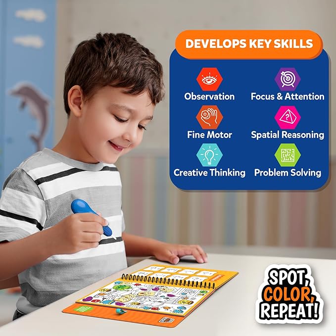 Skillmatics Reusable Search & Find Book - Water Spotter, Mess-Free Learning Activity, Stocking Stuffers, Christmas Fun, Travel Toy, Gifts for Boys & Girls Ages 4, 5, 6, 7, 8