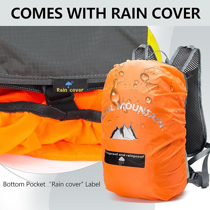 Bike Backpack With Rain-Cover, Mountain Biking Backpacks, Lightweight Packable Daypack Waterproof For Travel, Small Backpack For Bicycle Riding,Hiking,Camping (Grey)