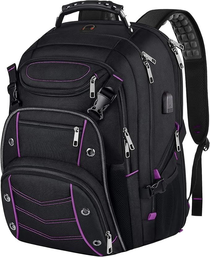 VECKUSON Unisex 18.4 Inch Laptop Backpack, Purple Rfid, For College Students And Adults