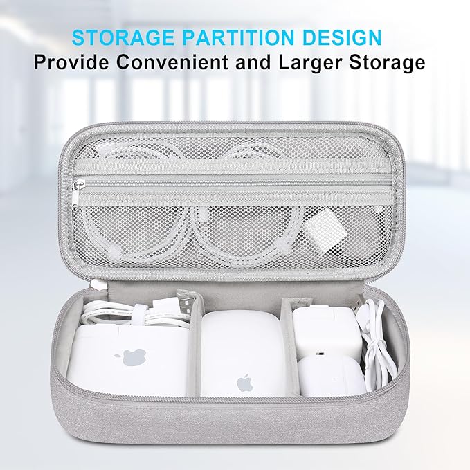 Lacdo Electronic Organizer Travel Cable Organizer Bag Pouch Tech Electronic Accessories Carry Case Portable Double Layers Charger Case for Cable, Cords, Charger, Earphone, Power Bank, Gray