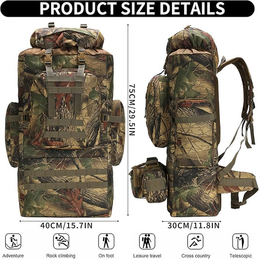 HongXingHai 100L Camping Hiking Backpack,Molle military Tactical rucksack backpack,Waterproof Lightweight Hiking Backpack (Maple Leaf)