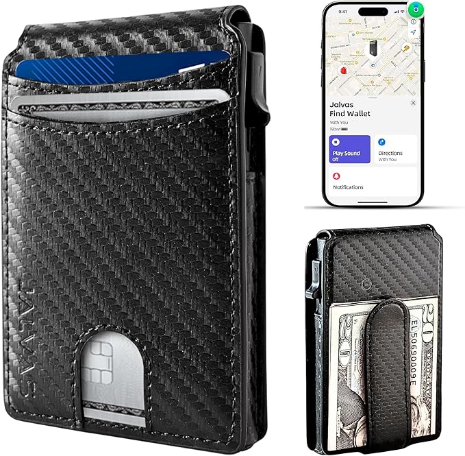 Smart Wallet With Tracker, RFID Blocking, Money Clip For Men, Works with Apple Find My (iOS Only), No Need for AirTag, Minimalist Wallet, All-in-One Model, Gift For Men.