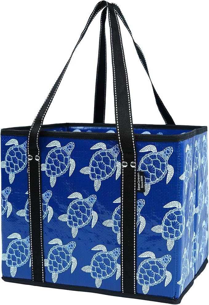 BeeGreen Large Waterproof Reusable Bags Christmas Heavy Duty Shopping Tote for Groceries Pool Gift with Webbing Handles