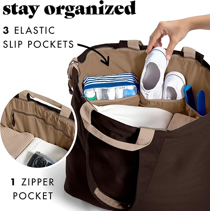 Fit & Fresh Large Beach Bag for Women - Extra Large Travel Tote With Pockets