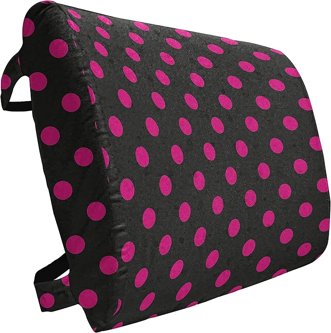 Ambesonne Hot Pink Lumbar Back Support Pillow, Old Fashioned Polka Dots Symmetrical Pattern in Vibrant Color Classical Pop, High Density Foam for Office Chairs Car Seats, 14" x 13", Black Hot Pink