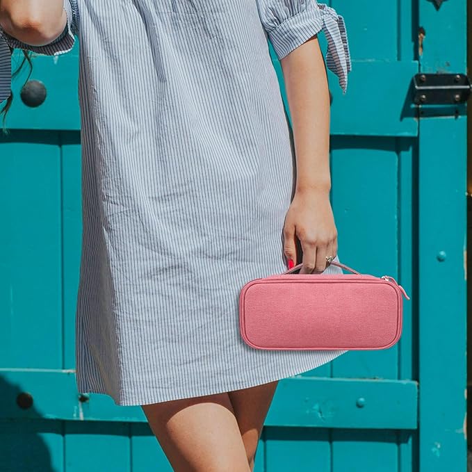 Lacdo Electronic Organizer Travel Cable Organizer Bag Pouch Tech Electronic Accessories Carry Case Portable Double Layers Charger Case for Cable, Cords, Charger, Earphone, Power Bank, Pink