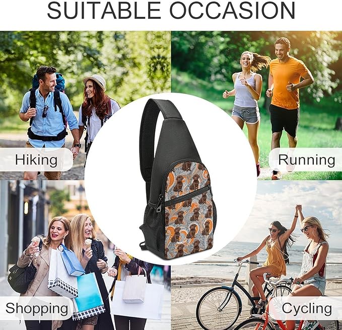 SWEET TANG Elegant Chest Cross Body Bag Puppy Chocolate Lab Paisley Sling Shoulder Backpack for Women, Adjustable and Comfortable Gym Sack, Anti Theft Cycling Traveling Hiking Daypack