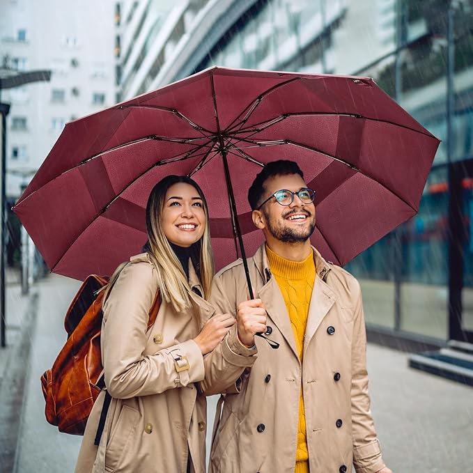 G4Free 42/46/54/62 Inch Large Golf Umbrella Compact Reverse Travel Umbrella 10 Ribs Windproof for Rain Double Canopy Automatic Open Close