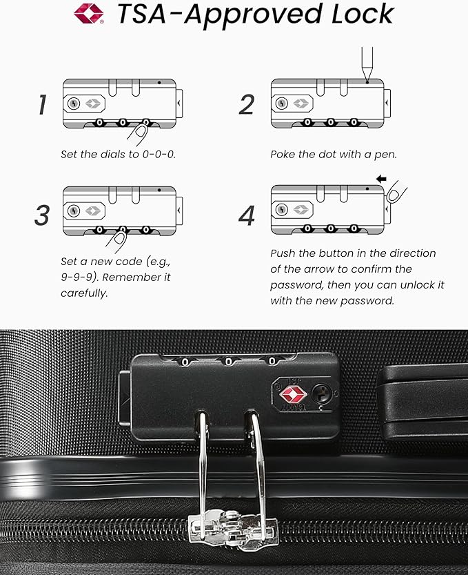 Carry On Luggage 22x14x9 Airline Approved with Spinner Wheels, Expandable Hardside Suitcase, Black