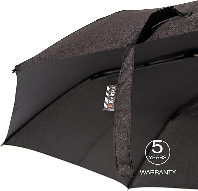 Knirps A.050 Black Manual Open Close Travel Rain Umbrella for Adults – Ultra Lightweight, Compact Windproof 38.5" Water Resistant Canopy, Steel Aluminum Frame, Travel Case Included
