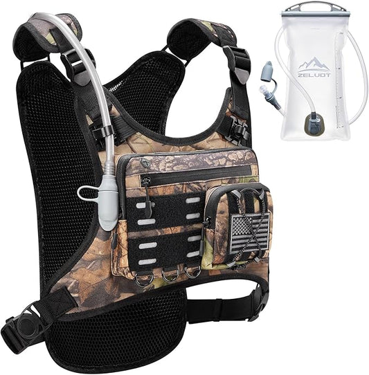 Running Vest with 2L Water Bladder, Hydration Pack, USA Original Patent, Lightweight Hydration Backpack with Gear Holder, Reflective Chest Pack for Men Women for Marathon Hiking