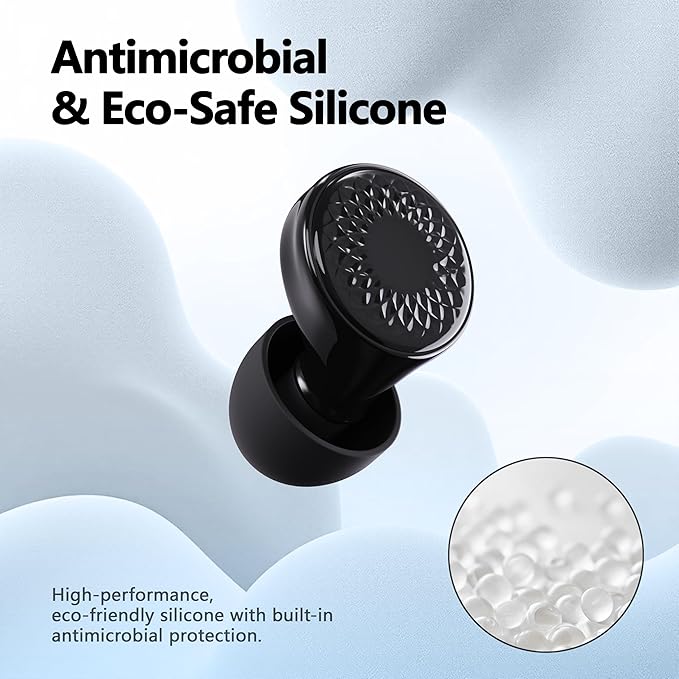 Ear Plugs for Sleeping Noise Cancelling, 45dB for Noise Reduction, Noise-Reducing Earplugs for Sleeping, Concerts, Shooting, Silicone Hearing Protection Earbuds with 8 Eartips (Black, One Size)