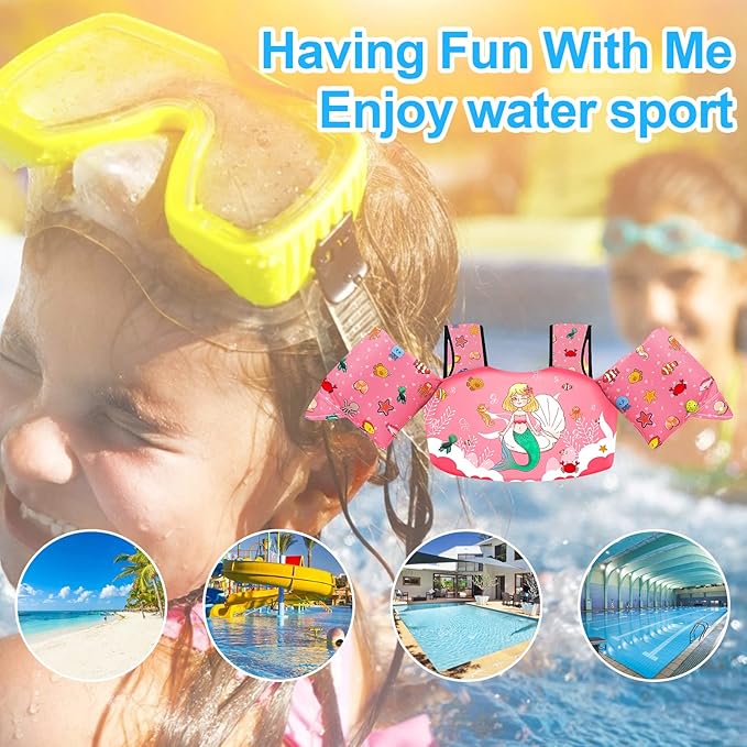 Chriffer Kids Swim Vest Life Jacket for 30-55 Pounds Boys and Girls, Toddler Floaties with Shoulder Harness Arm Wings for 2,3,4,5,6,7 Years Old Baby