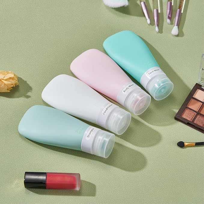 INSFIT Portable Travel Bottles, TSA Approved Leak Proof Containers for Toiletries, BPA Free Refillable Accessories for Shampoo, Body Wash, Liquids (4 Pack)