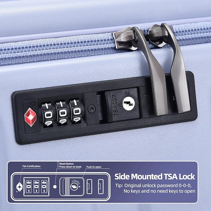 29 Inch Luggage with Expansion & Side Opening Design, 50 * 31(35)*76cm, 117L~133L Ligthweight ABS+PC Hardshell Checked Suitcase, TSA Lock & YKK Zipper with HINOMOTO 360° Wheels, LiLac Purple