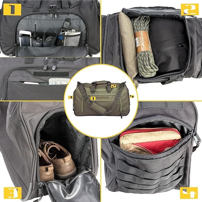 HYKING Gym Bag for Women & Men Tactical Duffle Military Weekender Work Out Lightweight Waterproof Sports Tote Shoe Pocket Green