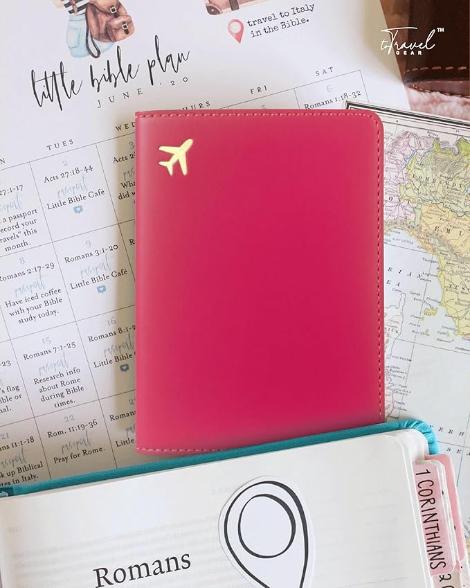 PU Leather Passport Holder Covers Case, Waterproof Rfid Blocking Travel Wallet Passport Holder(Claret Red)