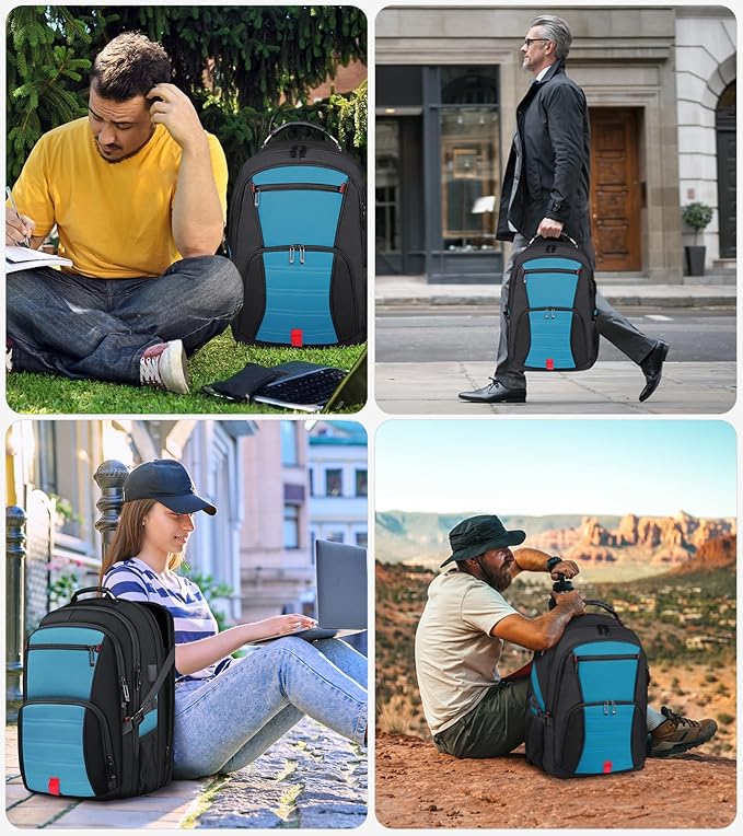 Extra Large Backpack, Travel Laptop Backpack for Men Women, Big Backpack, 50L Water Resistant School Business Work College Computer College Heavy Duty Bag, Fits 17 Inch Laptop, Blue