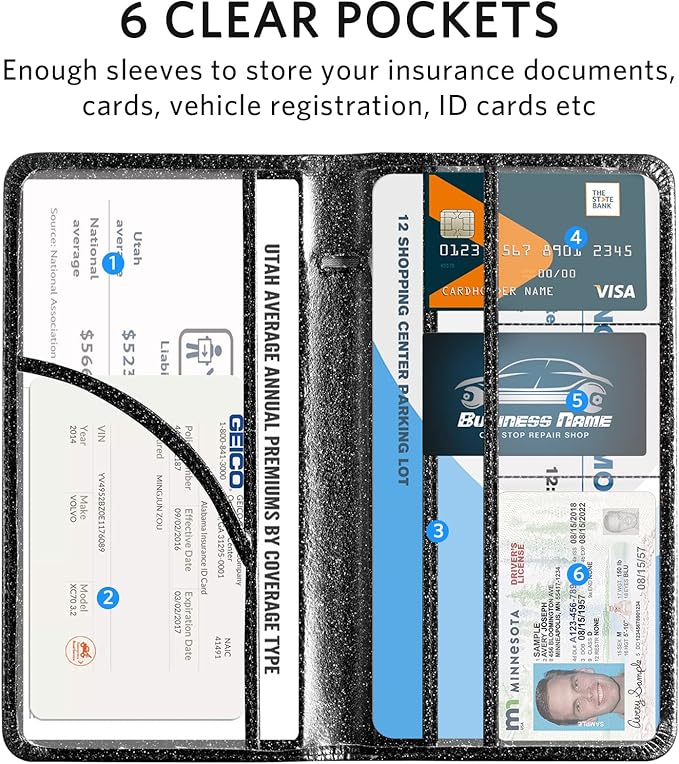 CoBak Car Registration and Insurance Holder - Vehicle Glove Box Car Organizer,Auto Truck Comparment Accessories Case with Magnetic Closure for Driver License,Cards