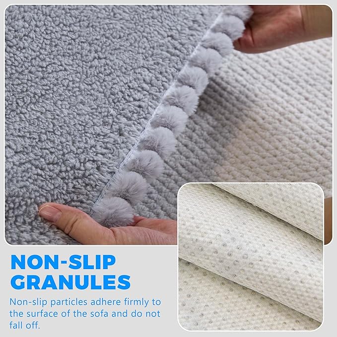 Sherpa Fleece Couch Cover for 2 Cushion Sofa, Grey, 71" x 118" – Pet Proof Sofa Covers, Heavy Duty, Scratch Resistant, Pet Friendly Furniture Cover – Easy Install, Machine Washable