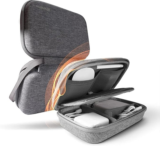 Smatree Hard Case for Apple Magic Mouse, Magsafe Charger, AC Adapter, USB Cable, Pencil, Electronic Accessories Storage Case for Macbook, Small Bag - Grey