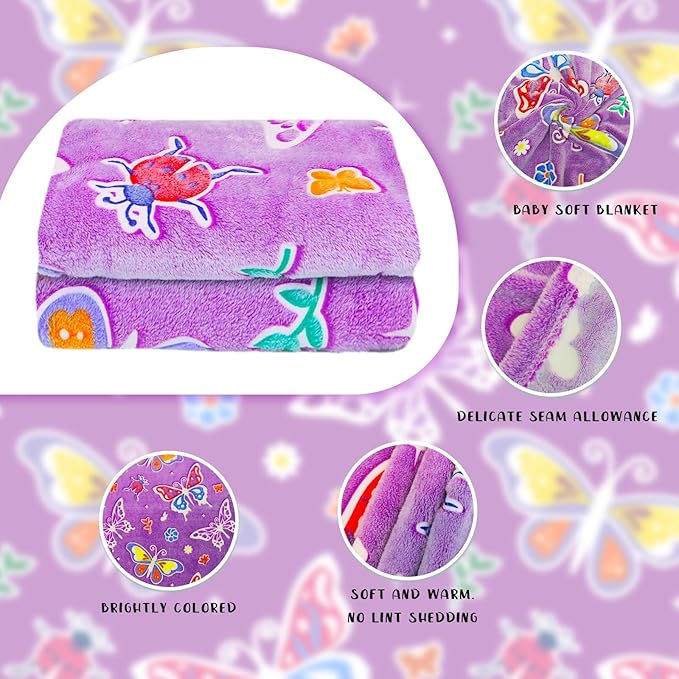 Butterfly Blanket Glow in The Dark Blanket Gifts for Girls, Toys for 1 2 3 4 5 6 7 8 9 10 Year Old Girls Butterfly Birthday Gifts for Adults Kids,Soft Warm Fuzzy Kids Throw Blanket 40"x50"