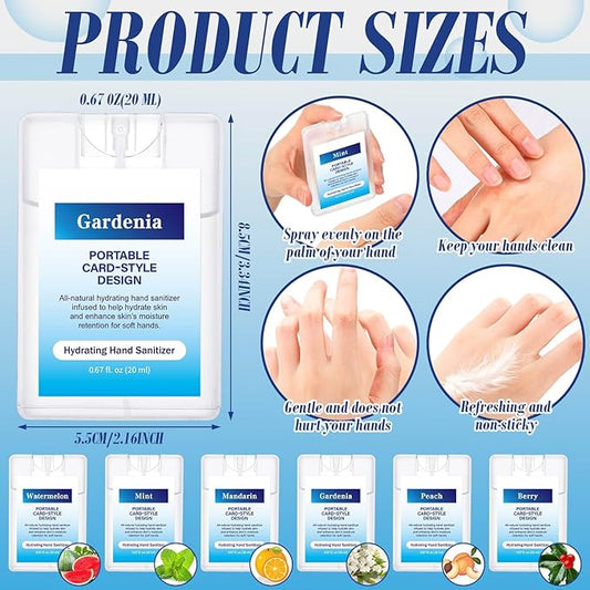 6 Pack Hand Sanitizer Spray Bulk Travel Size Hand Sanitizer Spray Mini Hydrating Pocket Gifts for Coworker Staff Teacher Holiday Favor(Blue Color,Charming)