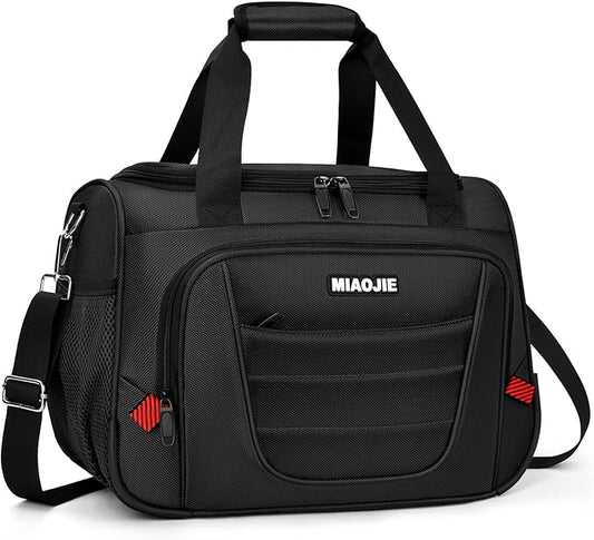 Underseat Carry On luggage Bag Airplanes Personal Item Bags Weekender Overnight Travel Tote Bag Shoulder Small Softside Carry on Luggage Travel Duffel Bags For Men Women -16 IN Black
