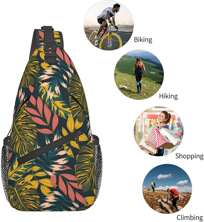 Hawaii Tropical Palm Sling Backpack Crossbody Bag Casual Chest Bags Travel Hiking Daypack Shoulder Bag for Women Men