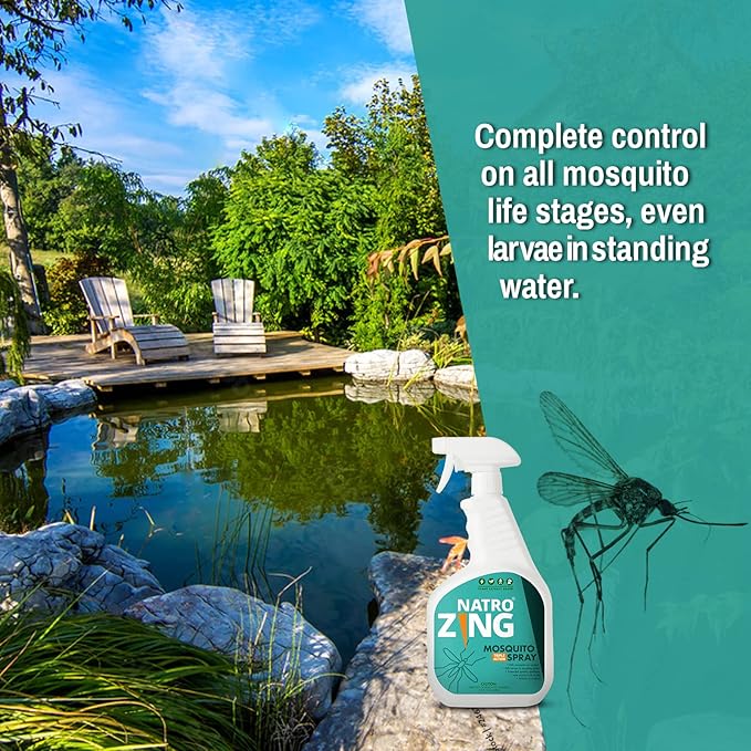Triple Action Mosquito Spray 32 oz Indoors & Outdoors, Mosquito Control for Patio and Yard, Mosquito Repellent for Home, Plant Extract Based, Non-Toxic, Child & Pet Safe