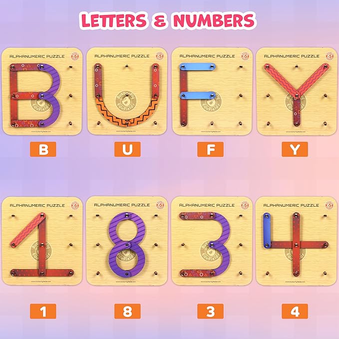 Butterfly EduFields Wooden Alphabet Puzzle Set for Kids | Montessori Educational Toy for Ages 3-5 | ABC Letters, Numbers & Shapes | Early Learning & Fine Motor Skill Development