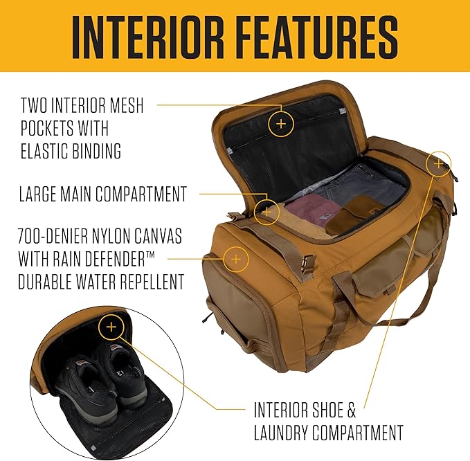 Carhartt Heavy Haul Utility Duffel Bag's, Water-Resistant Packable Bag for Jobsite, Gym, and Travel