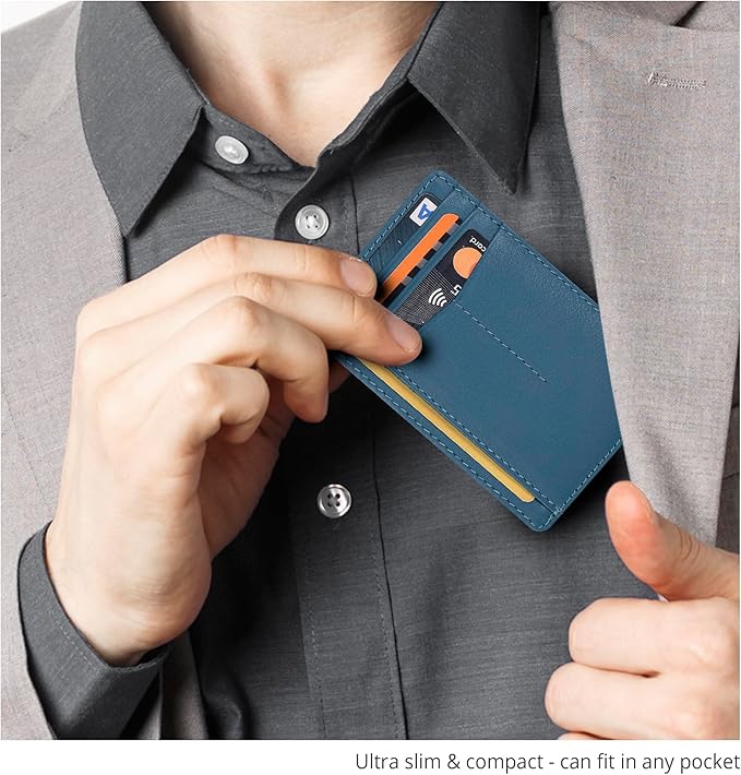 Oak Leathers Leather Slim Minimalist Wallet for Men & Women RFID Front Pocket Leather Card Holder Wallets