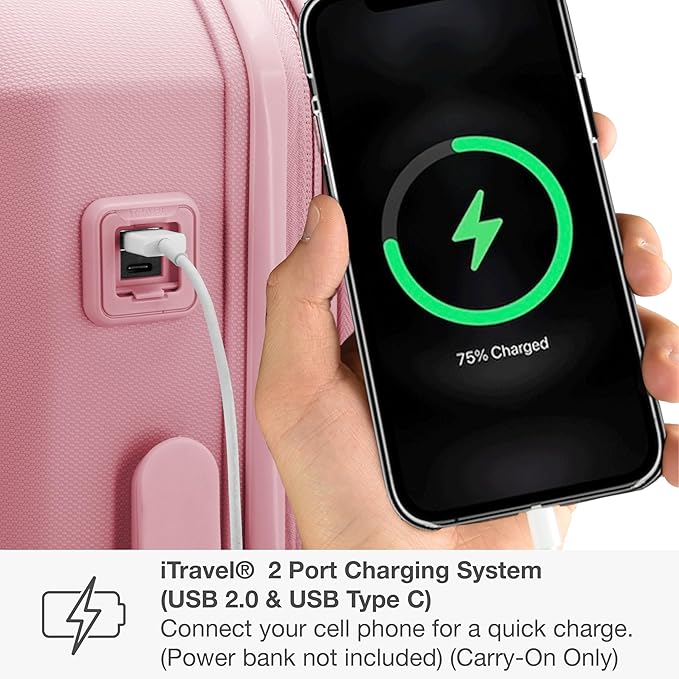 Traveler's Choice Pagosa Indestructible Hardshell Expandable Spinner Luggage, Pink, 22-Inch Carry-on