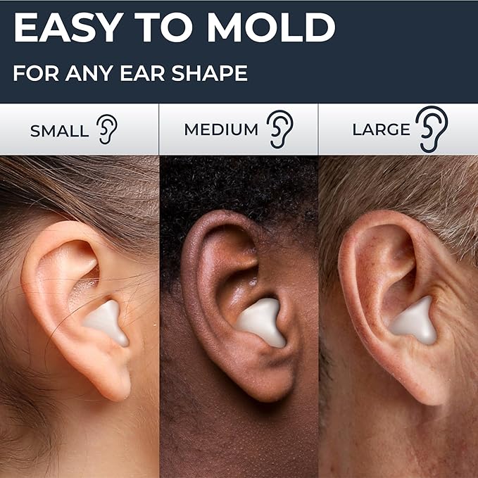 Peace&Quiet PQ Wax Ear Plugs for Sleeping - 28 Silicone Wax Earplugs for Sleeping and Swimming, Gel Ear Plugs for Noise Cancelling, Sound Blocking Level of 32 Db (28 Pillows), Color: White